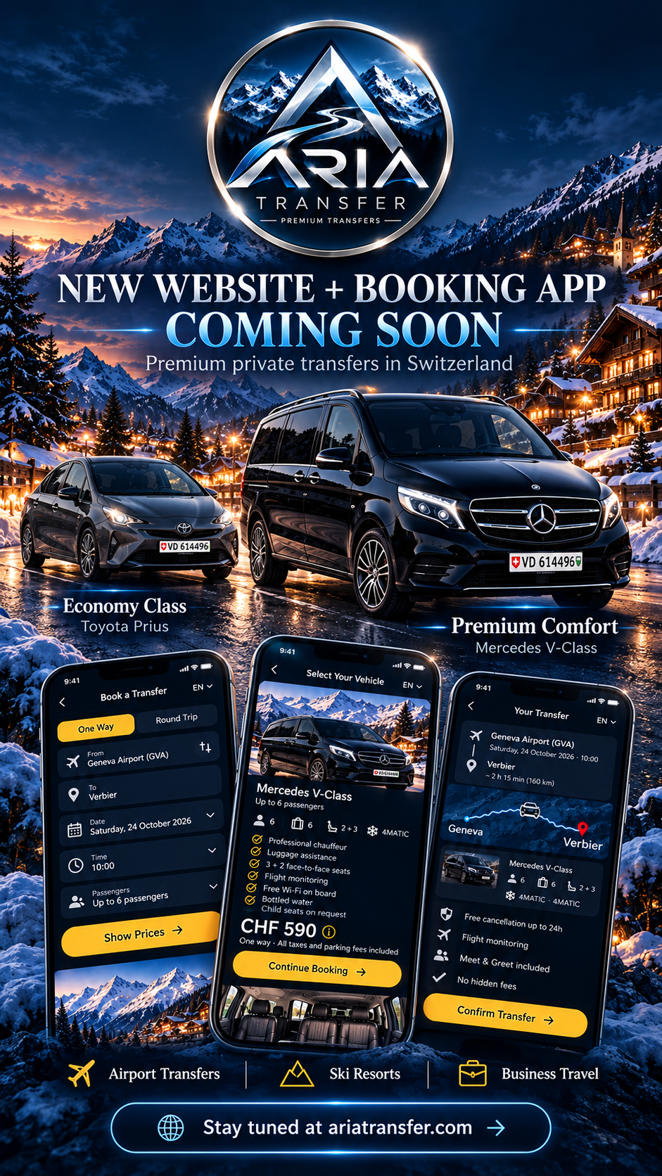 Aria Transfer new website and booking app coming soon